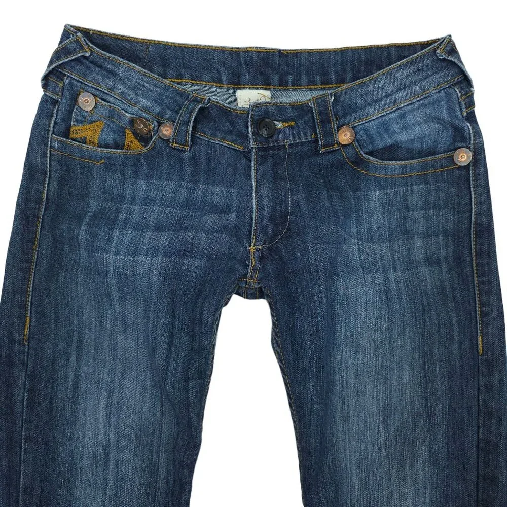 True Religion Bobby Jeans Straight Leg Low Rise Sz 30 Short DarkWash Stretch Y2K - Picture 13 of 14
